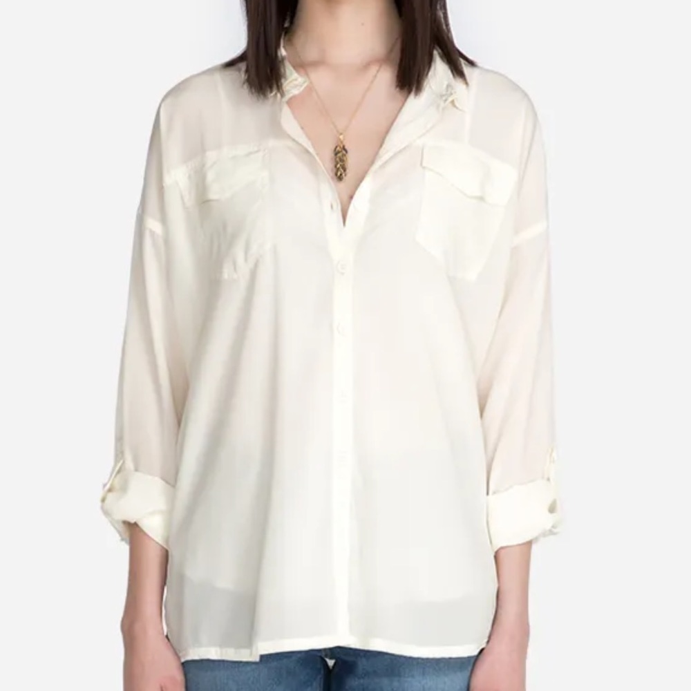 Johnny Was Pearce Button Down Shirt, Cream, S